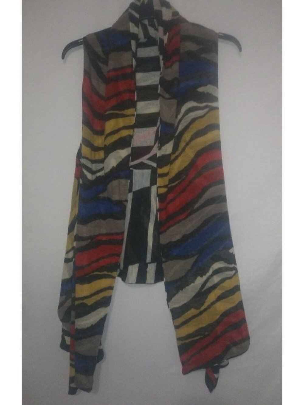 Reversible 1X Boho Zebra Bold Colored Long Vest Plus